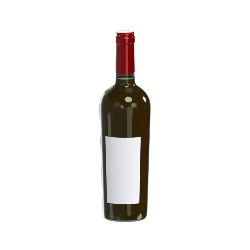 3D Wine Bottle With Red Cap And Narrow Bottom 3D Graphic