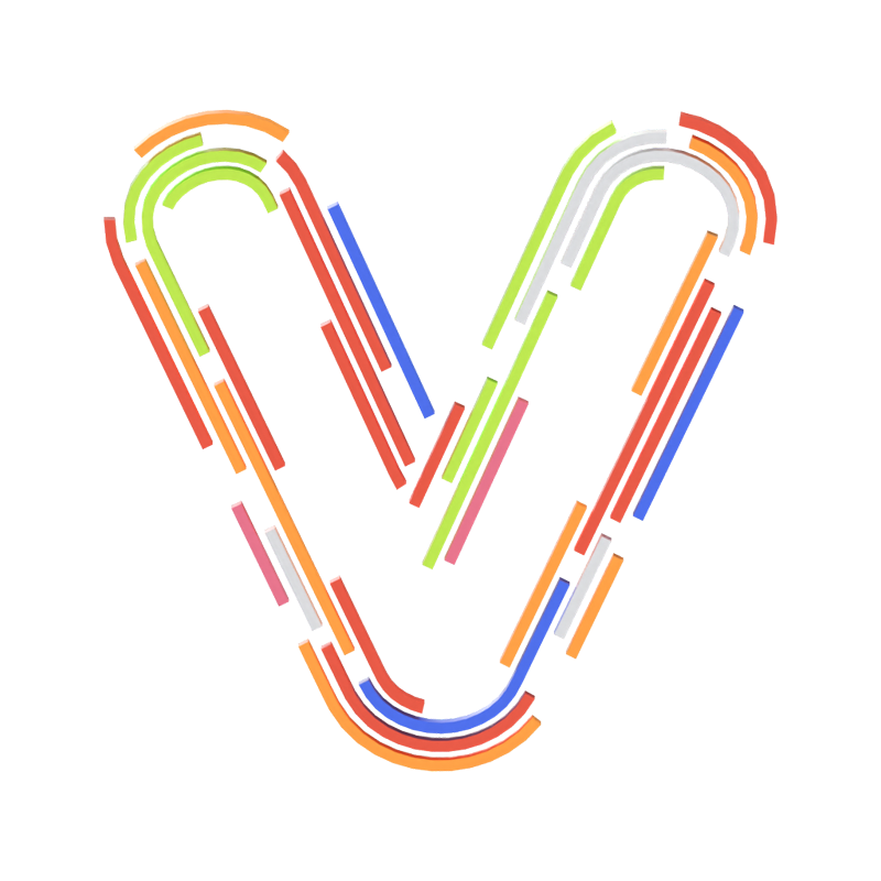 V Letter 3D Shape Stripe Text 3D Graphic