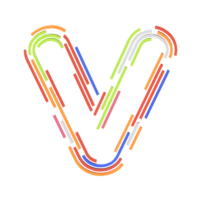 V Letter 3D Shape Stripe Text 3D Graphic