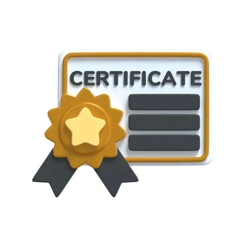 Certificate Paper 3D Icon Model With A Star Badge