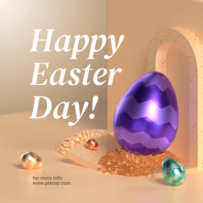 Greeting Post for Easter Day Celebration with Some Eggs 3D Template 3D Template