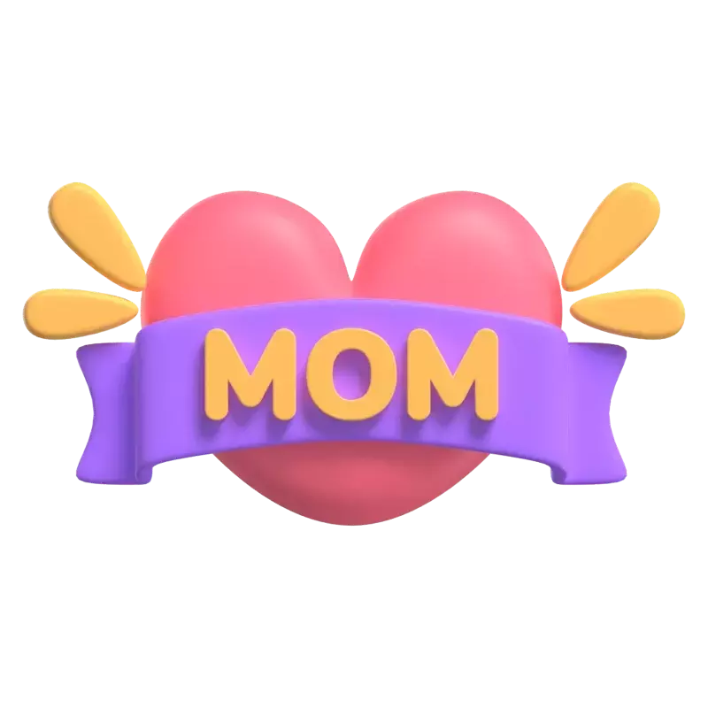 3D Mom Sign With Heart Behind It 3D Graphic