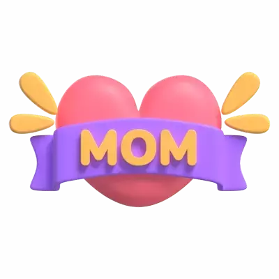 3D Mom Sign With Heart Behind It 3D Graphic