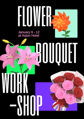 Flyer of Flower Bouquet Workshop 3D Template