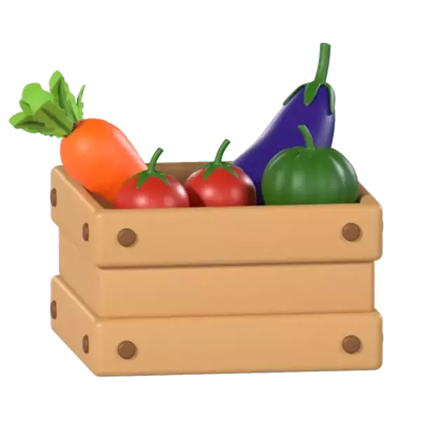 Healthy Food Basket 3D Graphic