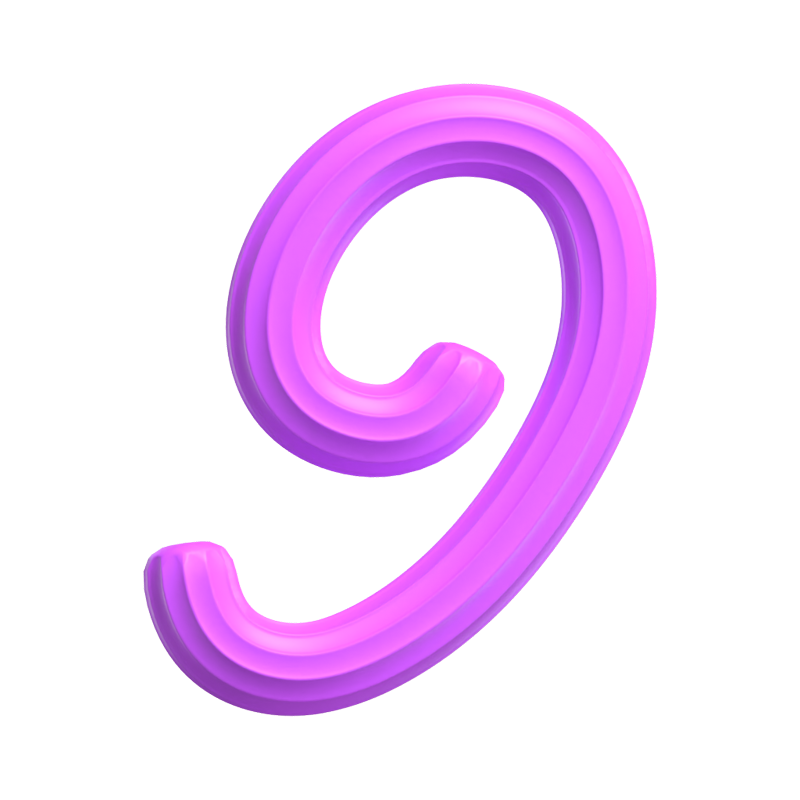  3D Number 9 Shape Creamy Text