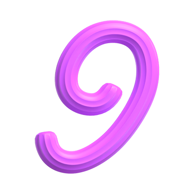  3D Number 9 Shape Creamy Text 3D Graphic