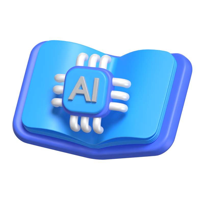 3D Artificial Intelligence Book Icon 3D Graphic