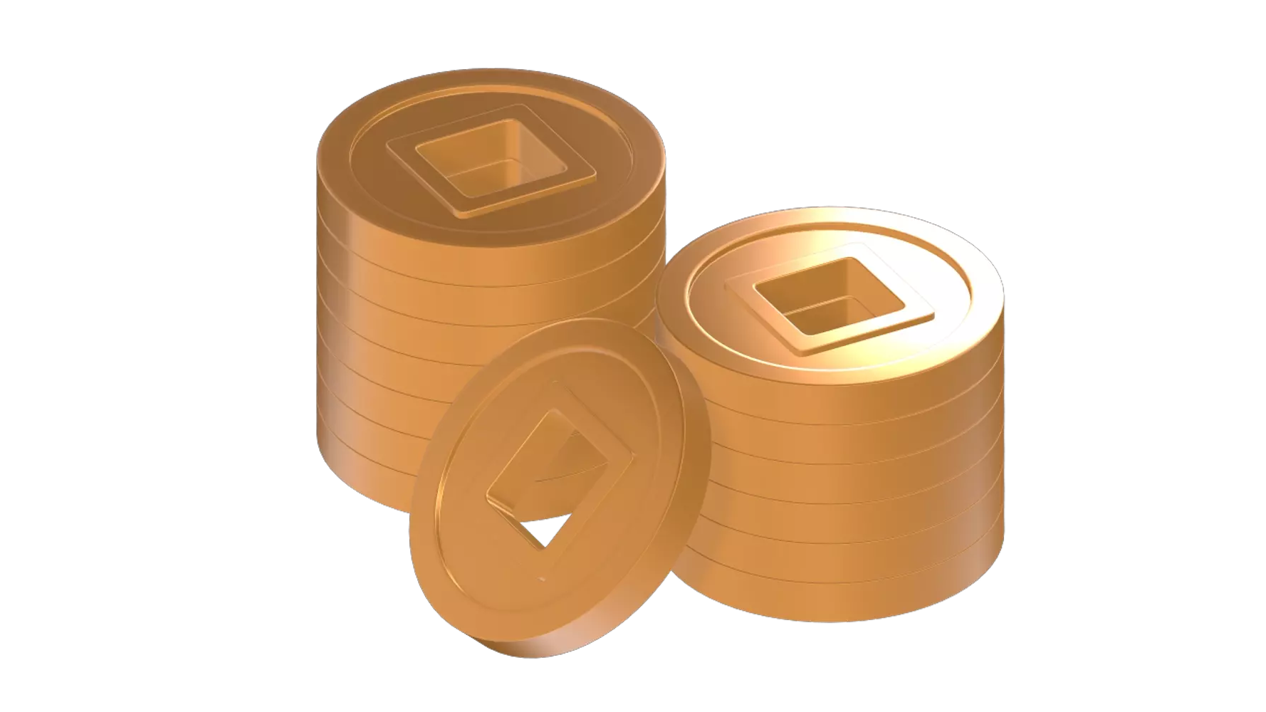 Stack Of Chinese Gold Coin 3D Graphic