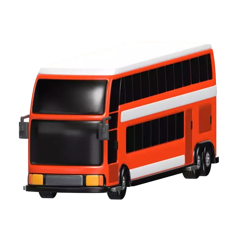 3D Orange Doppeldeckerbus Modell Lebendiger Stadtverkehr 3D Graphic