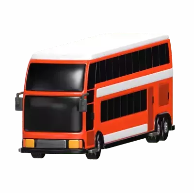 3D Orange Double Decker Bus Model Vibrant Urban Transport 3D Graphic