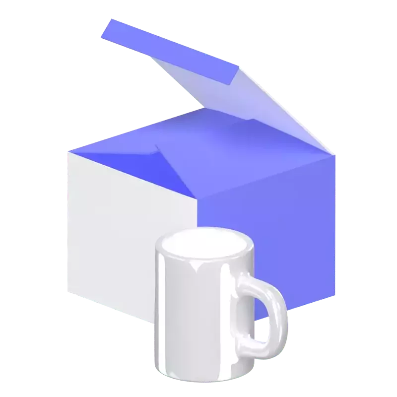 Becher mit geöffneter Box 3D Graphic