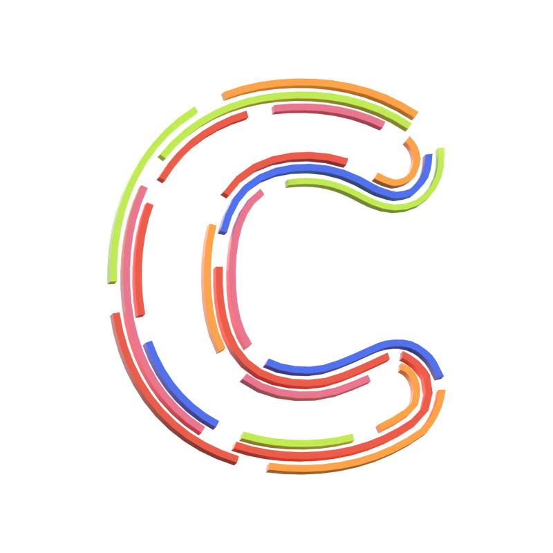 C Letter 3D Shape Stripe Text 3D Graphic