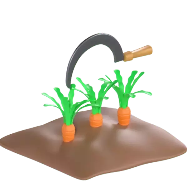 Carrot Crop Harvesting 3D Graphic