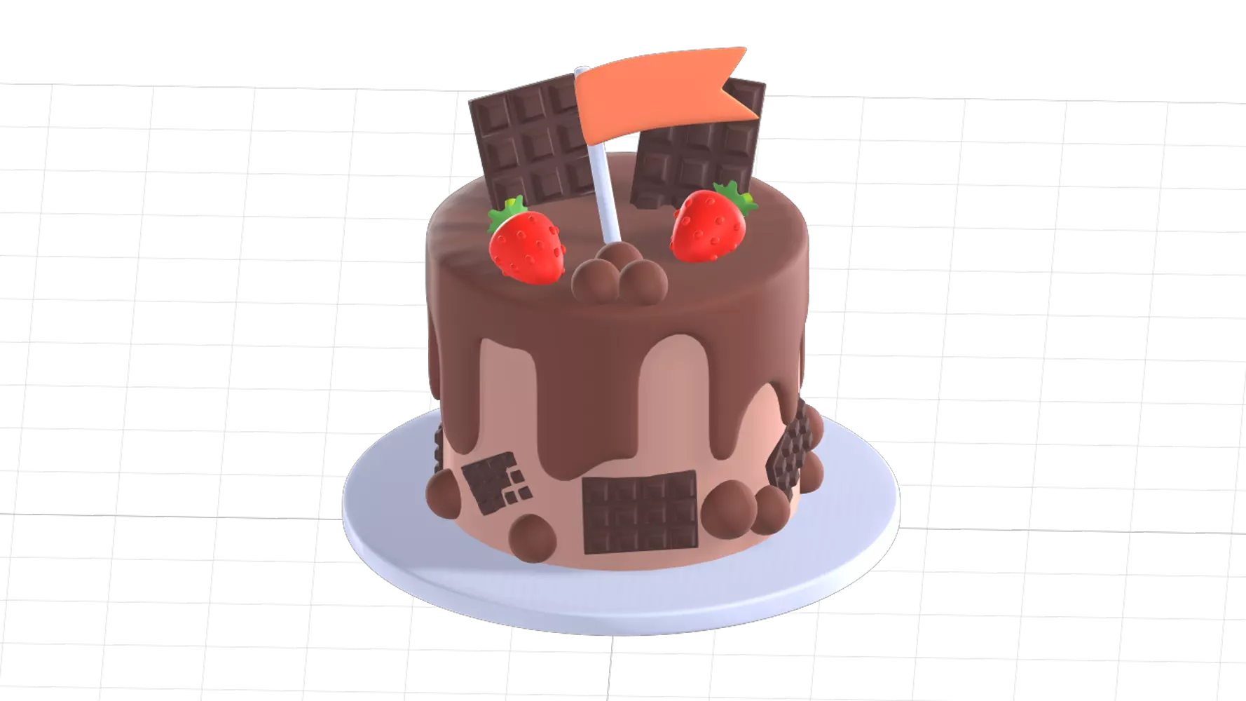Cake With Chocolate Bar 3D Graphic