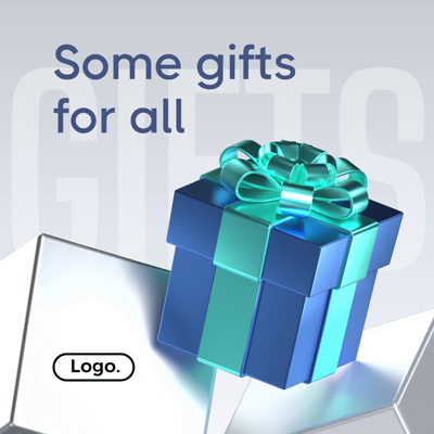 3D Template for Free Gift with Giftbox Illustration 3D Template