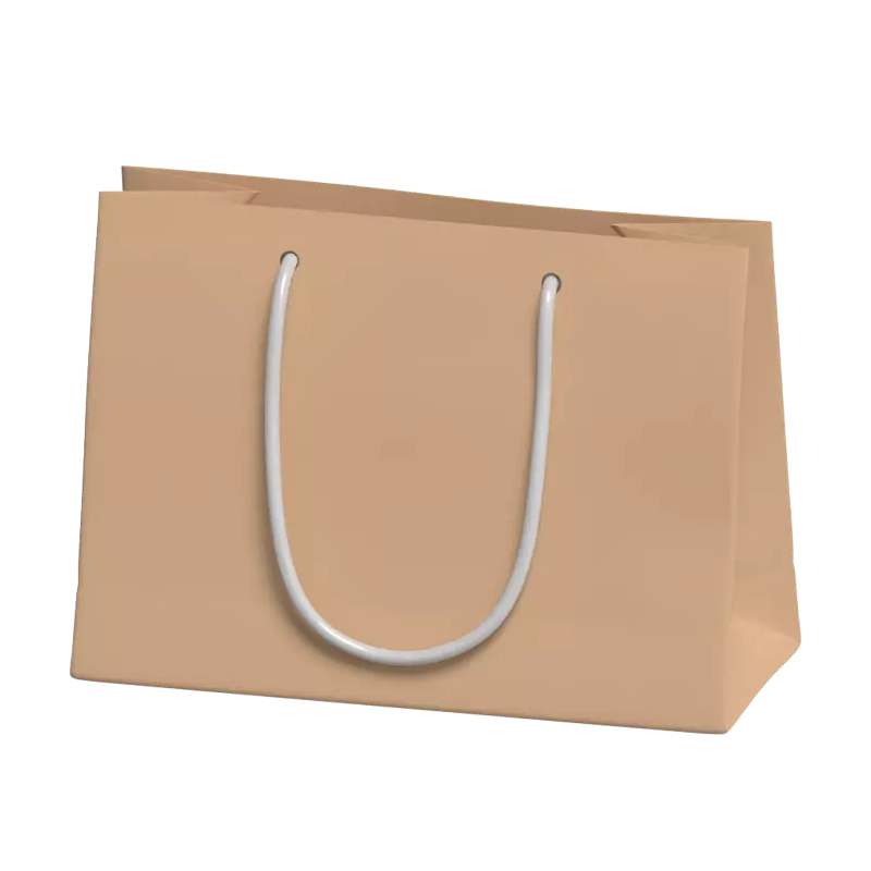 Big Craft Paper Bag With Rope Handles 3D Model