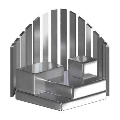 3D Podium Square Shaped  With Fence Behind It 3D Graphic