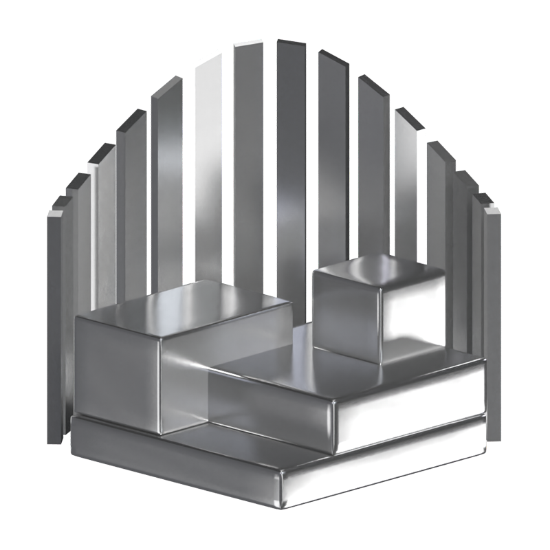 3D Podium quadratisch geformt mit Zaun dahinter