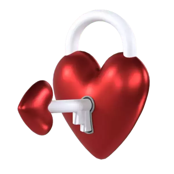 Heart Padlock 3D Graphic