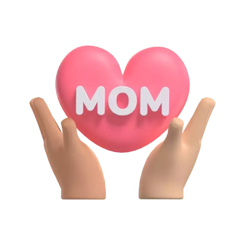 3D Giving Love Mom With Heart Model And Hands 3D Graphic