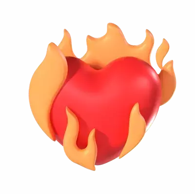 Heart On Fire 3D Graphic