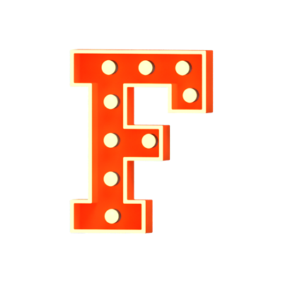 F Letter 3D Shape Marquee Lights Text 3D Graphic