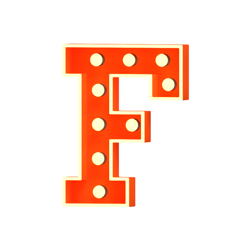 F Letter 3D Shape Marquee Lights Text 3D Graphic