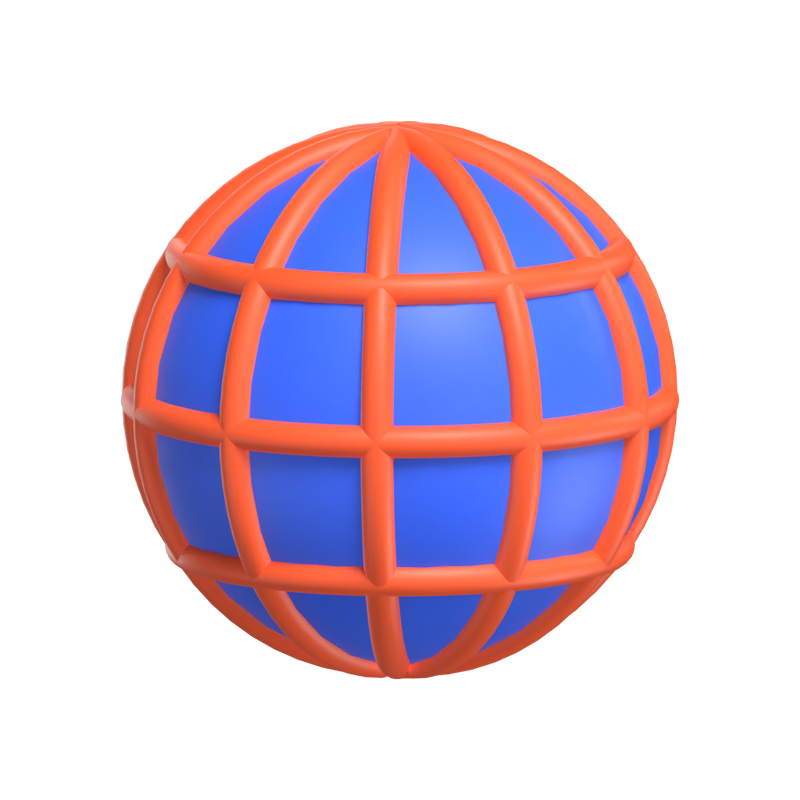 Icono 3D en línea ilustrado con globo terráqueo 3D Graphic