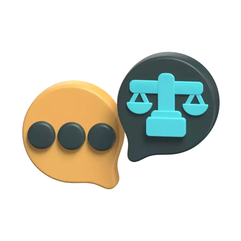 3D Law Consultation Model Two Chat Bubbles Of A Conversation And Justice Scale 3D Graphic