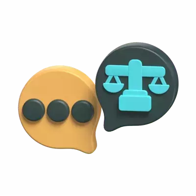 3D Law Consultation Model Two Chat Bubbles Of A Conversation And Justice Scale 3D Graphic