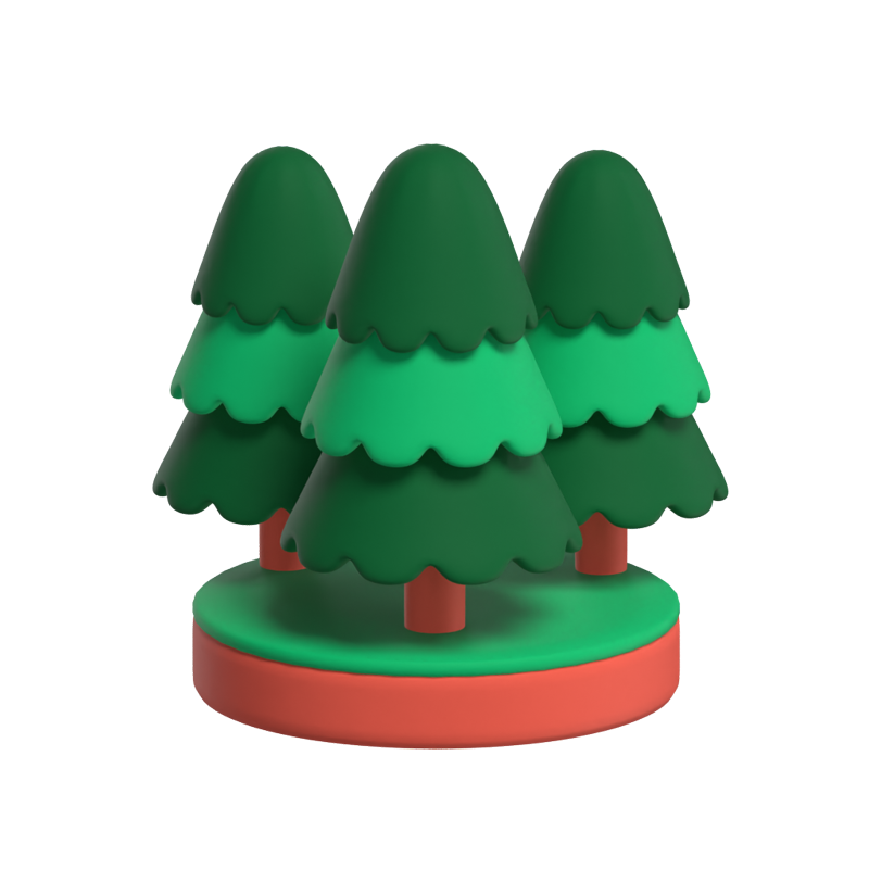 3D Forest Trees On A Golf Field 3D Graphic