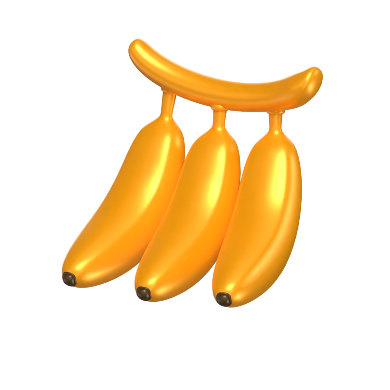 Three Bananas 3D Fruit Model 3D Graphic