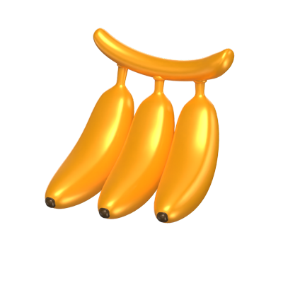 Three Bananas 3D Fruit Model 3D Graphic