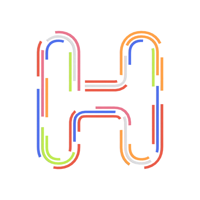 H Letter 3D Shape Stripe Text