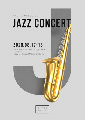 Jazz Concert Saxophone Modern Minimalist Poster Light Color 3D Template