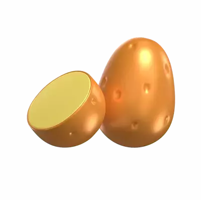 Two 3D Potato Models And Sliced 3D Graphic