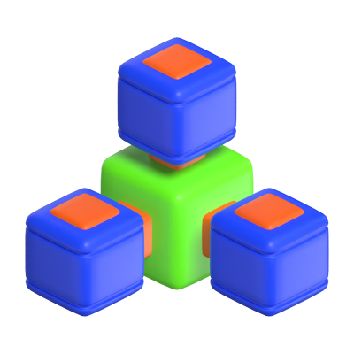 3D-Blockchain Dezentrales Hauptbuch 3D Graphic