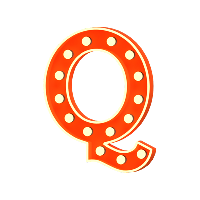 Q Letter 3D Shape Marquee Lights Text 3D Graphic