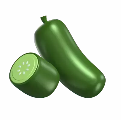 Two 3D Cucumber Models And Sliced 3D Graphic
