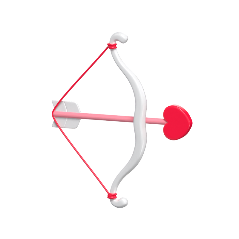 Bogen mit Herz Pfeil 3D-Illustration für Valentinstag