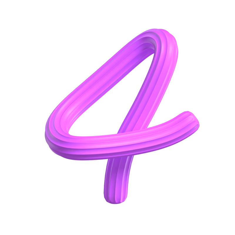  3D Number 4 Shape Creamy Text