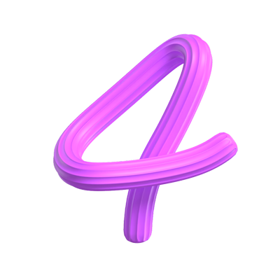  3D Number 4 Shape Creamy Text 3D Graphic