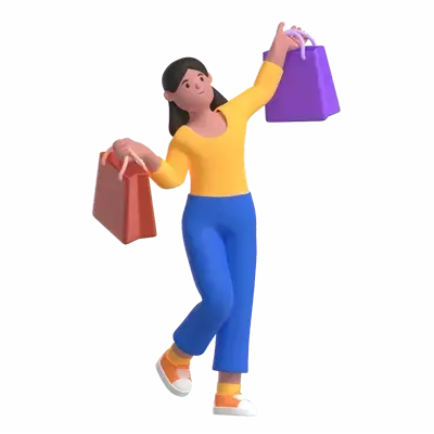 Holding Shopping Bags 3D Illustration