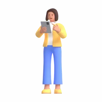 Office Woman Bring Tablet 3D Illustration