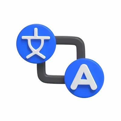 Übersetzung 3D-Symbol Modell mit schwarzem Stecker 3D Graphic