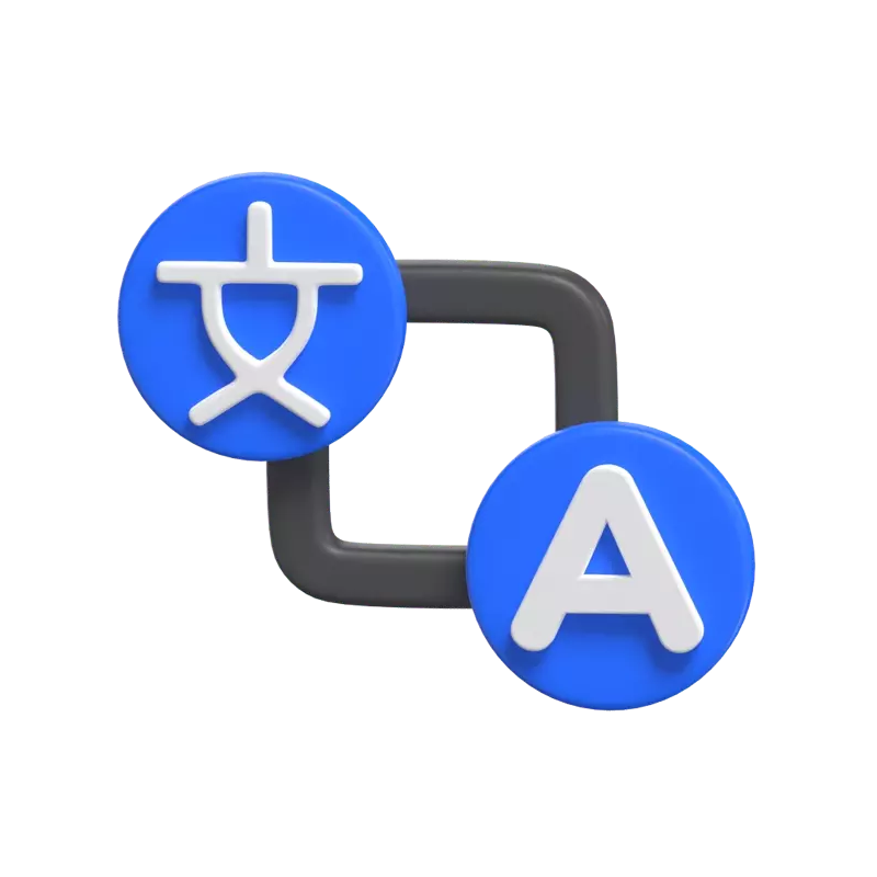 Übersetzung 3D-Symbol Modell mit schwarzem Stecker 3D Graphic