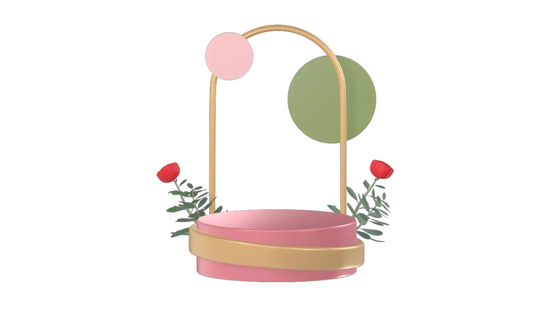 Retro Podium With Rose 3D Graphic