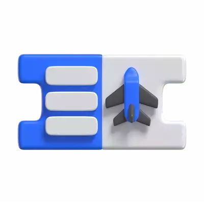 3D Flight Ticket Model With Airplane Icon 3D Graphic