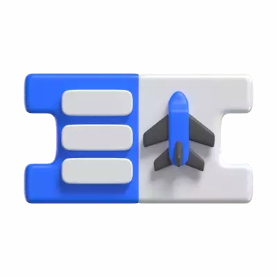 3D Flugticket-Modell mit Flugzeug-Symbol 3D Graphic